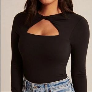 Abercrombie & Fitch Black Twist Front Cutout Seamless Soft A&F Bodysuit XS